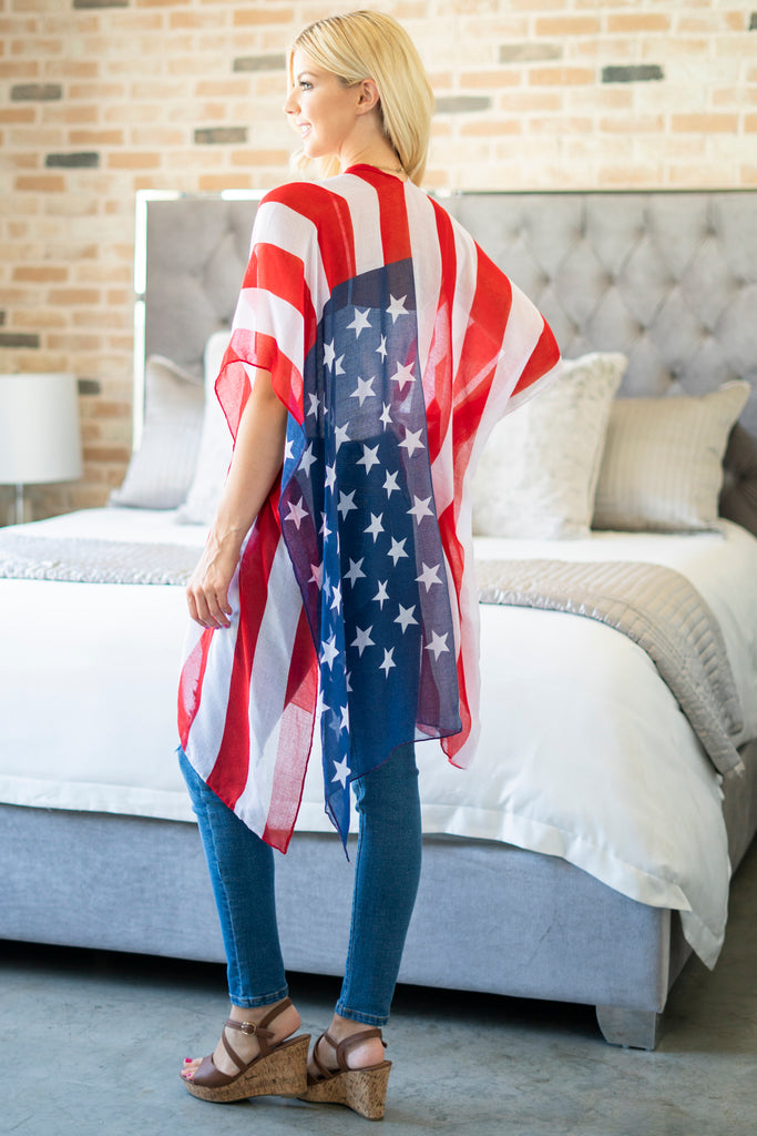 HDF2838 - USA ACCENT OPEN FRONT KIMONO