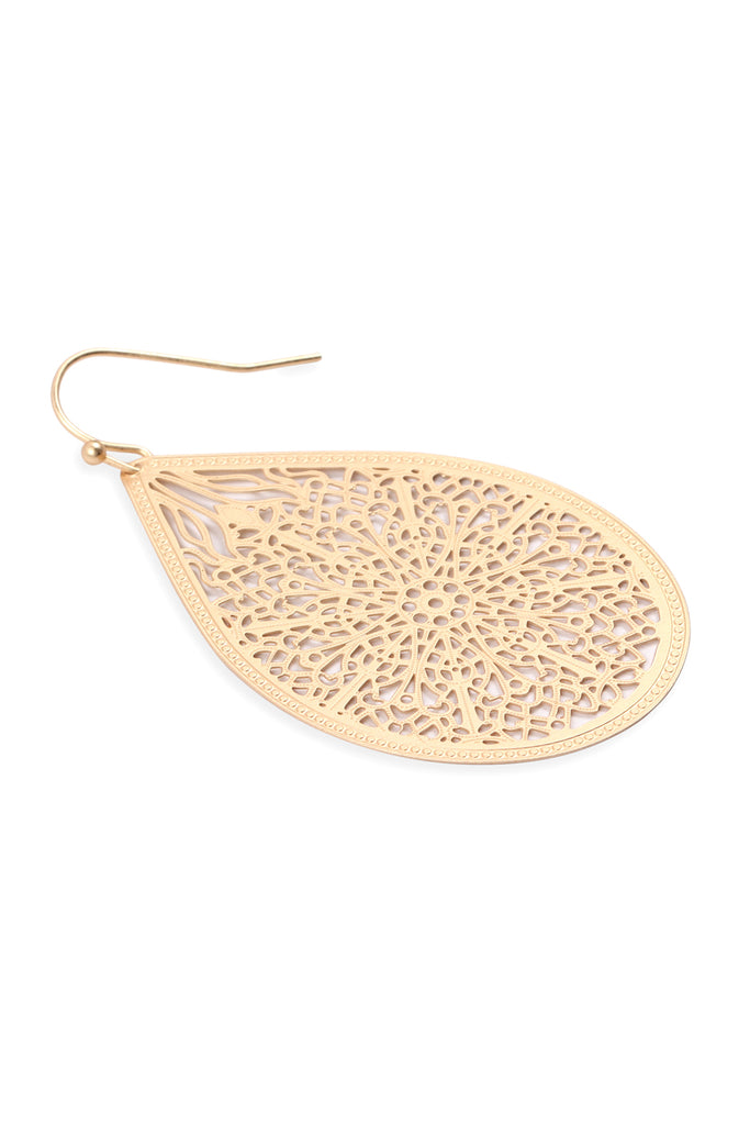 E1094 - FILIGREE TEARDROP HOOK EARRINGS