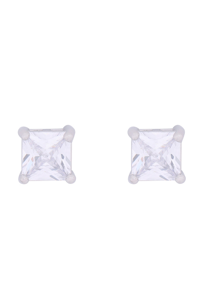 ORG 6MM SQUARE CUBIC ZIRCONIA STUD EARRINGS
