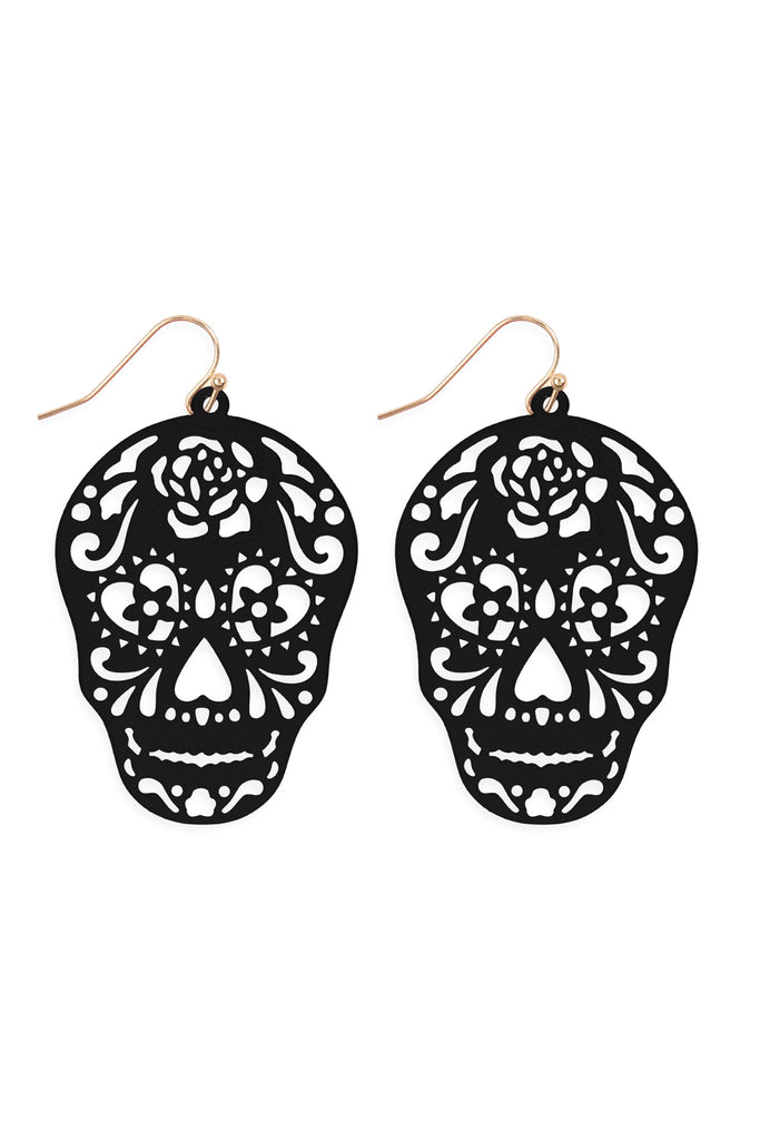 E7933- (HALLOWEEN) SKULL COLOR COATING FILIGRREE EARRINGS