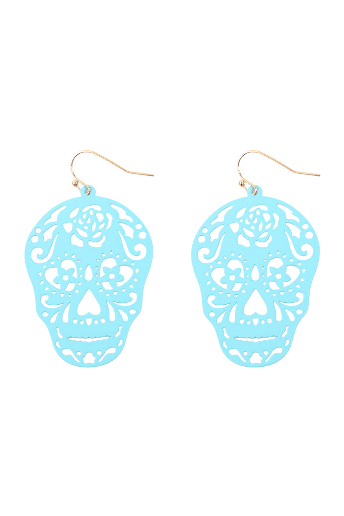 E7933- (HALLOWEEN) SKULL COLOR COATING FILIGRREE EARRINGS