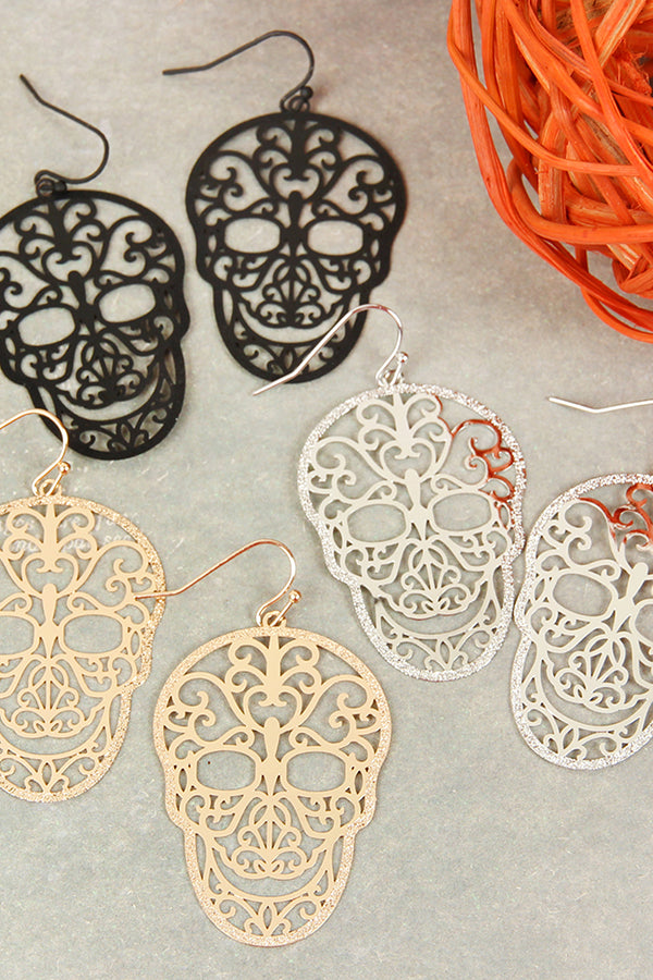FILIGREE SUGAR SKULL EARRINGS