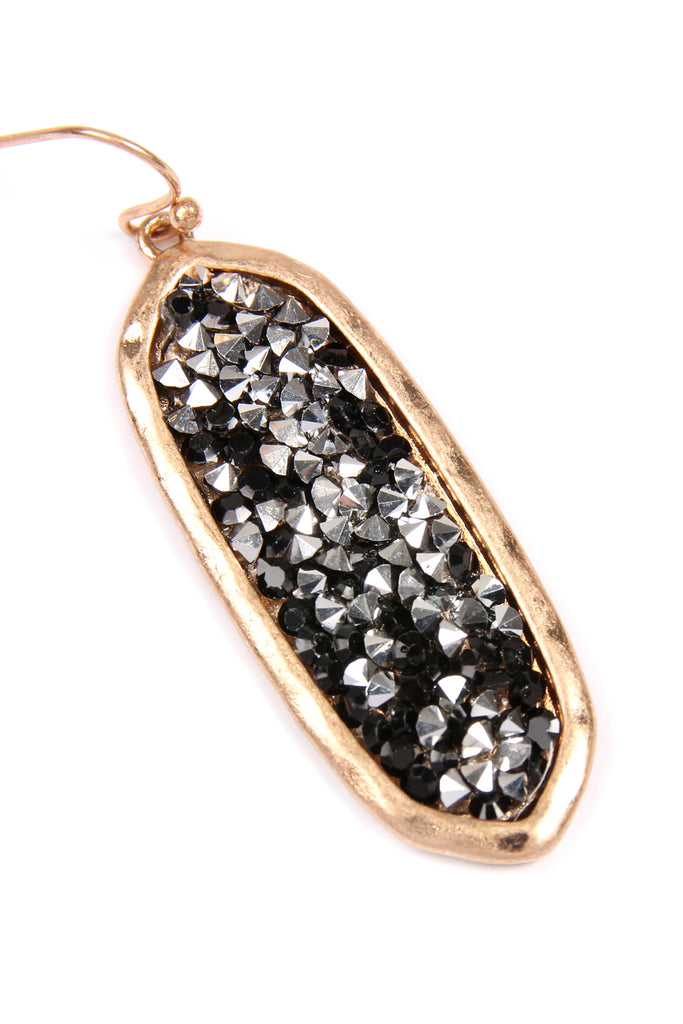 GLITTER FACETED OVAL DROP EARRINGS