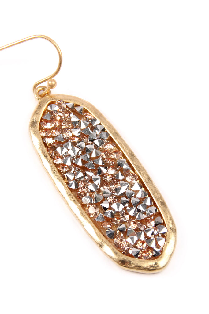 GLITTER FACETED OVAL DROP EARRINGS