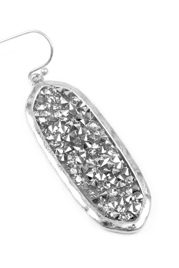 GLITTER FACETED OVAL DROP EARRINGS
