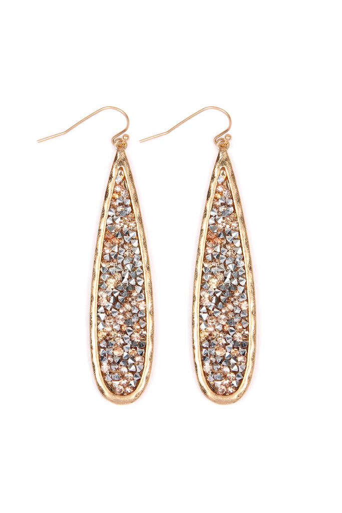 GLITTER FACETED TEARDROP EARRINGS