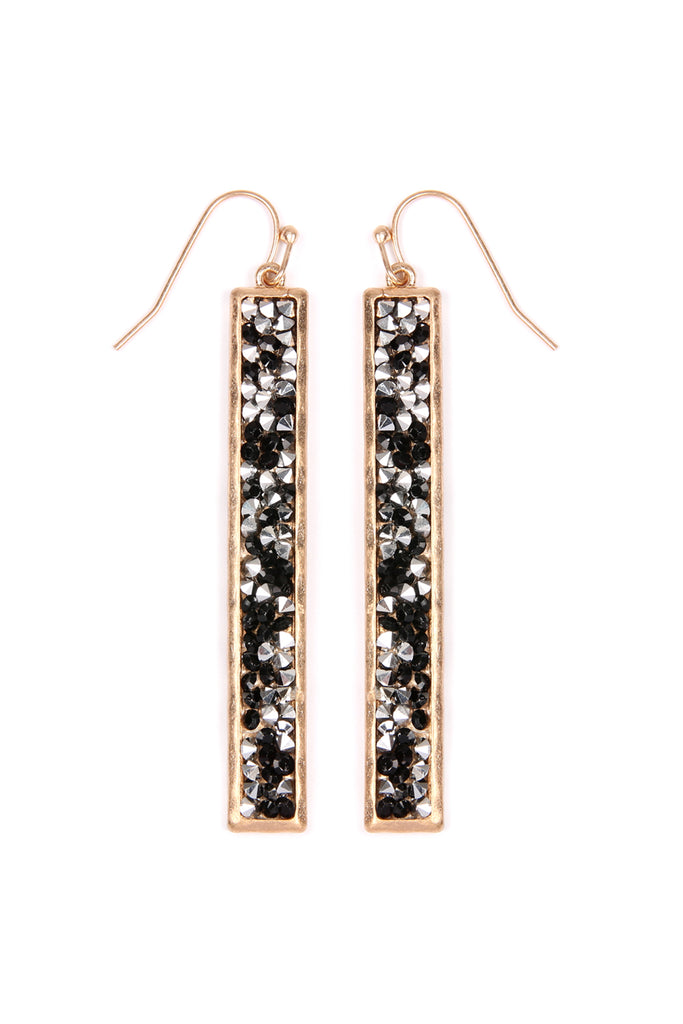 GLITTER FACETED BAR DROP EARRINGS