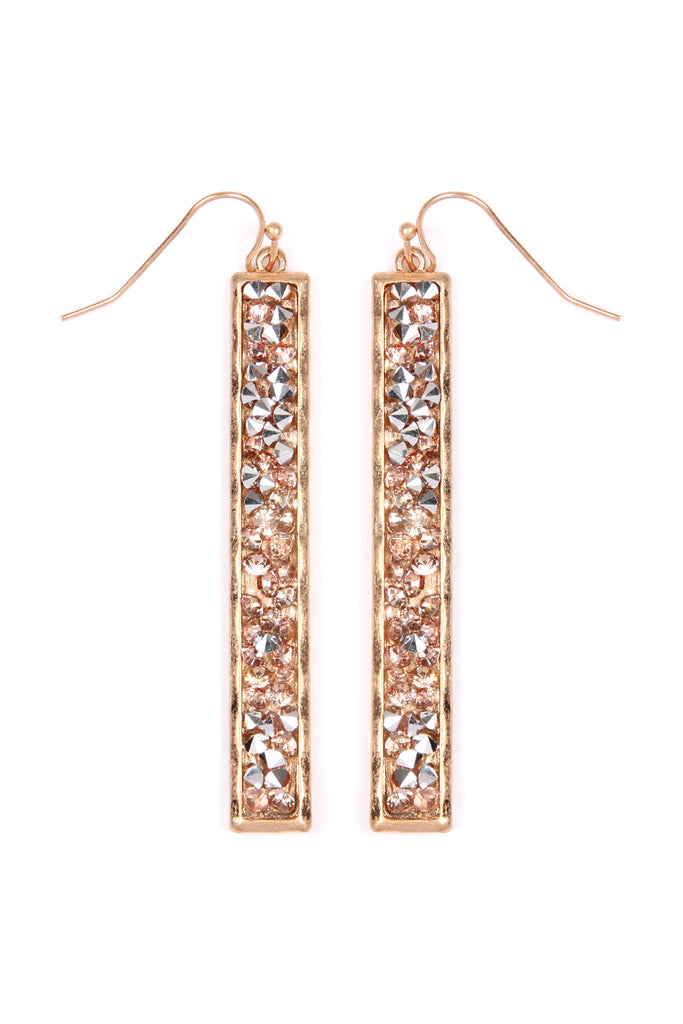 GLITTER FACETED BAR DROP EARRINGS