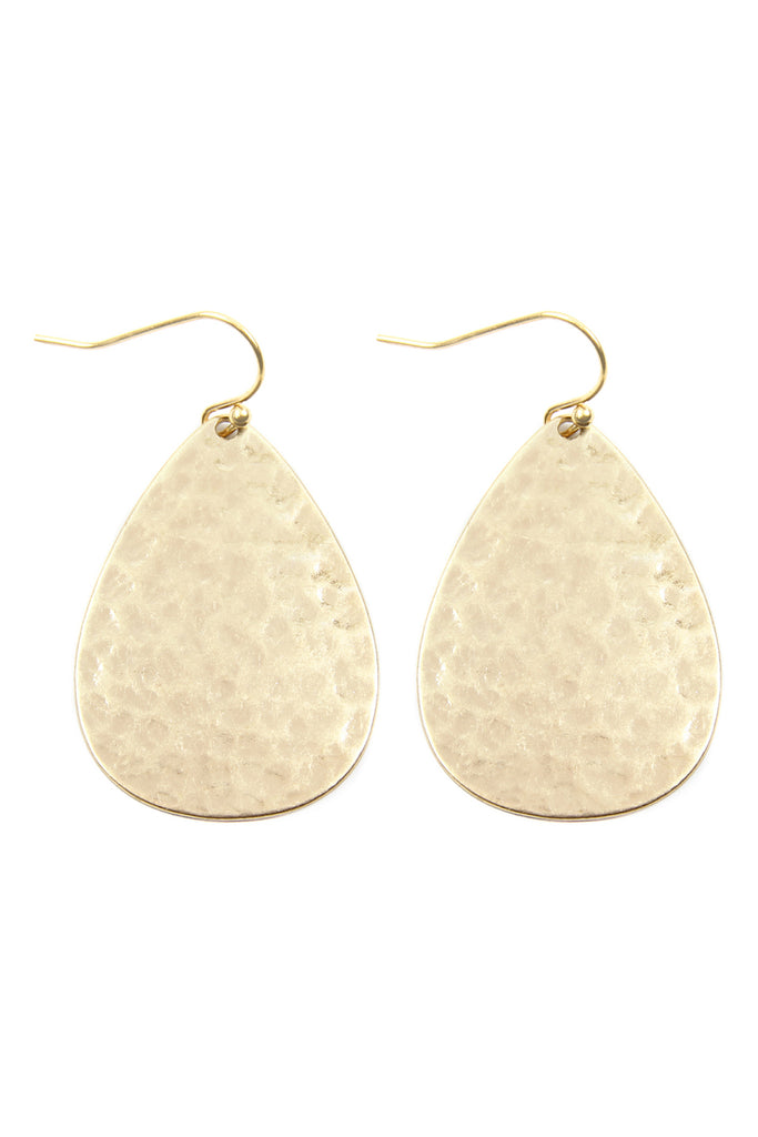 E8359 - HAMMERED CAST TEARDROP EARRINGS