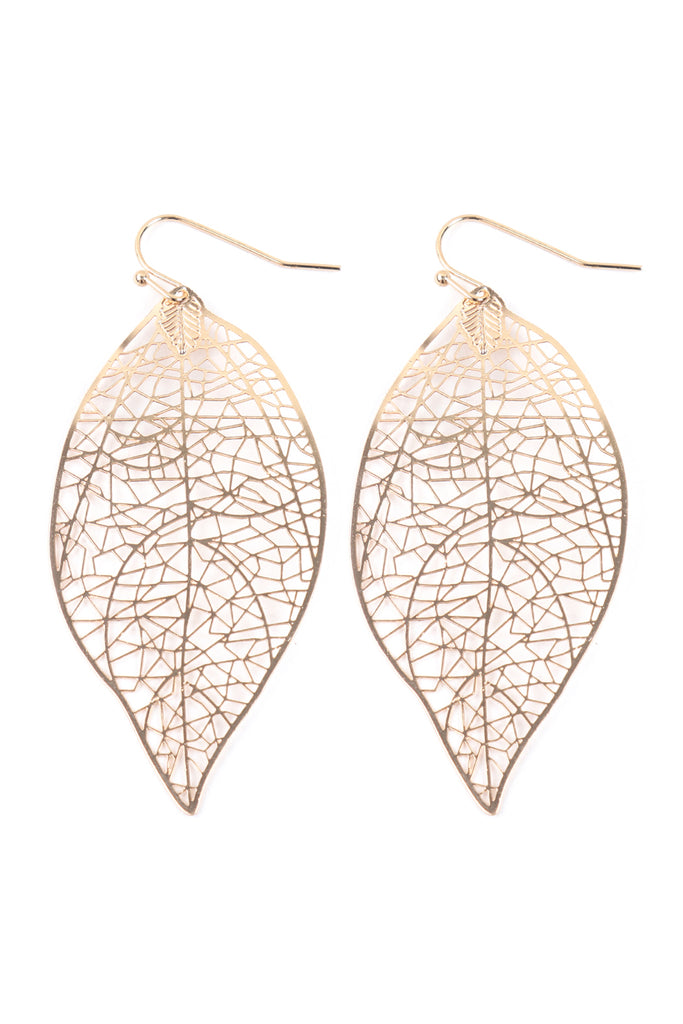 LEAF FILIGREE DANGLING EARRINGS
