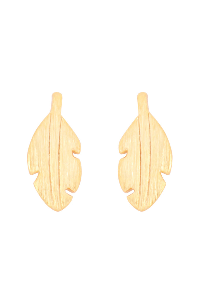 LEAF ROUGH FINNISH POST EARRINGS