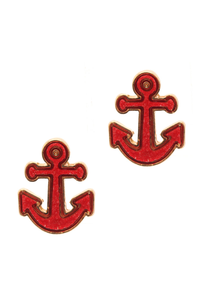 DRUZY METAL ANCHOR POST EARRINGS - Riah Fashion