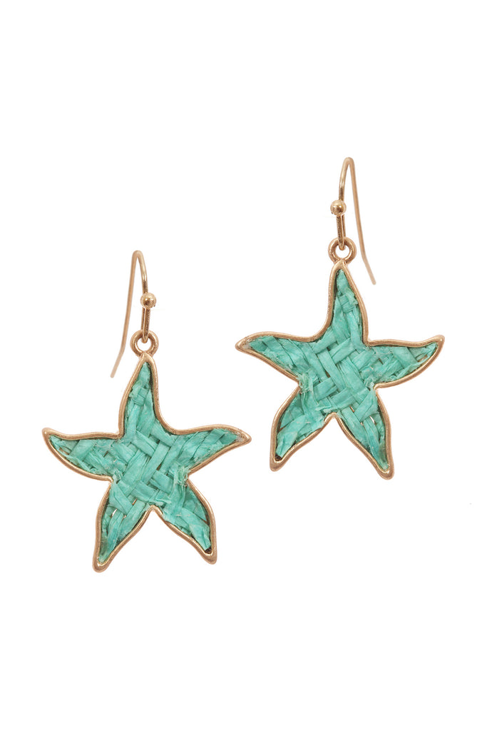 STRAW STARFISH SEALIFE HOOK EARRINGS