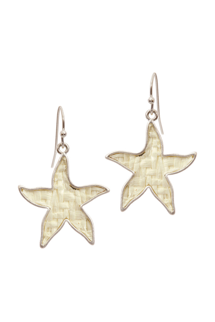 STRAW STARFISH SEALIFE HOOK EARRINGS
