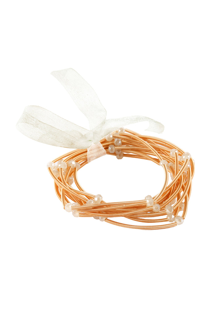 FB1930 - GLASS BEAD SPRING WIRE MULTI ELASTIC BRACELET