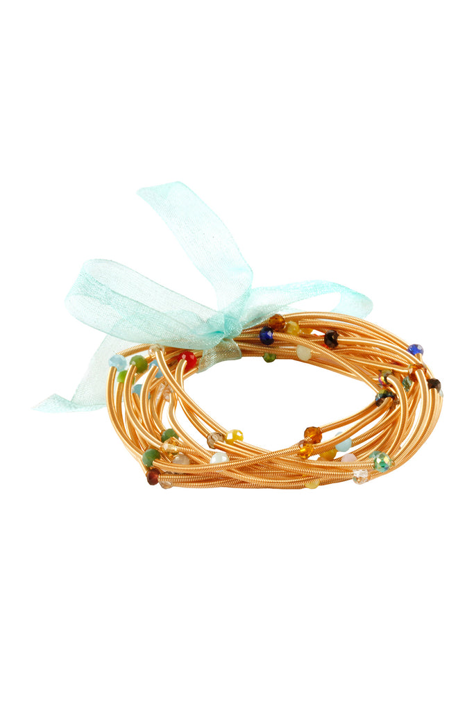 FB1930 - GLASS BEAD SPRING WIRE MULTI ELASTIC BRACELET
