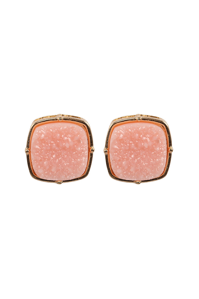 FE1919 - DRUZY POST SQUARE EARRINGS