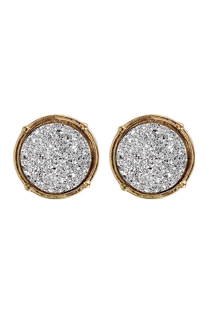 FE1921 - DRUZY ROUND POST EARRINGS