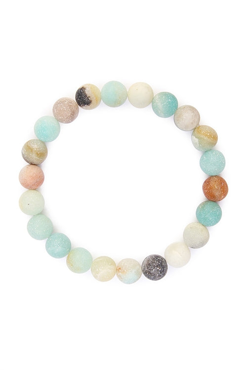 MULTICOLOR 8mm NATURAL BEAD STRETCH BRACELET