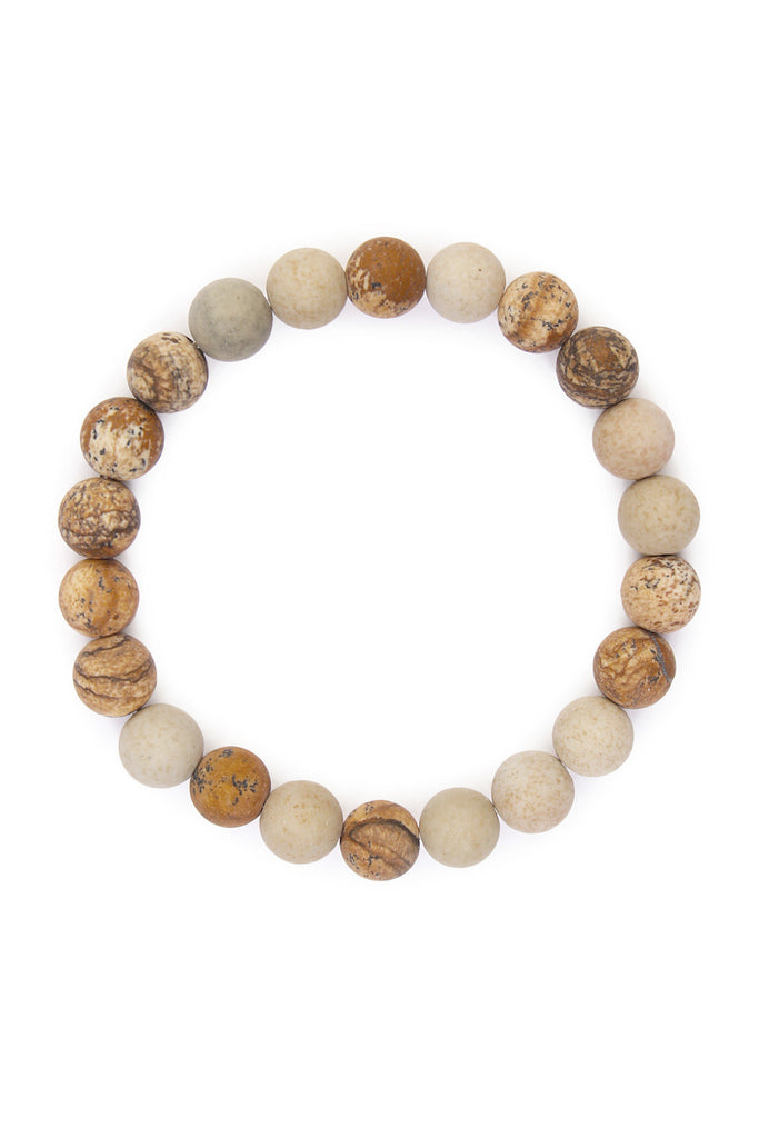 Brown 8mm NATURAL BEAD STRETCH BRACELET