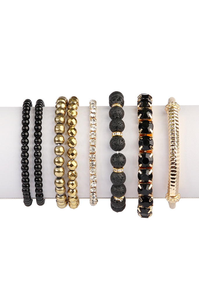 MIXED BEADS CHARM MULTI LINE BRACELET