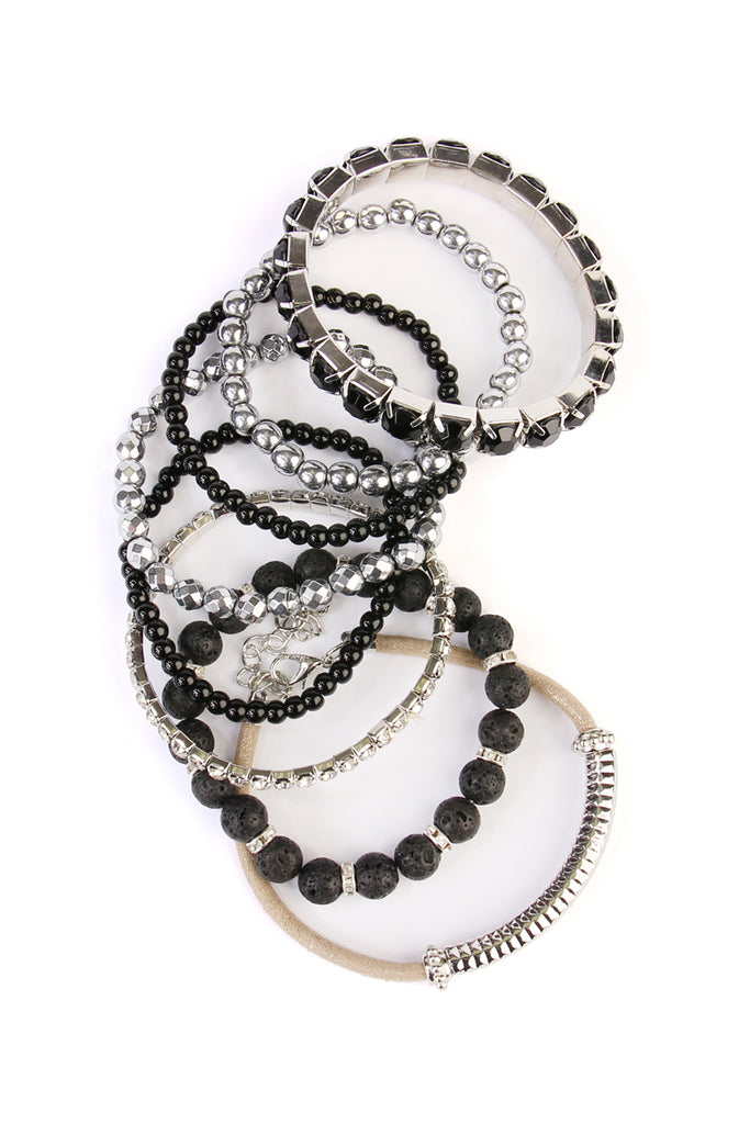 MIXED BEADS CHARM MULTI LINE BRACELET