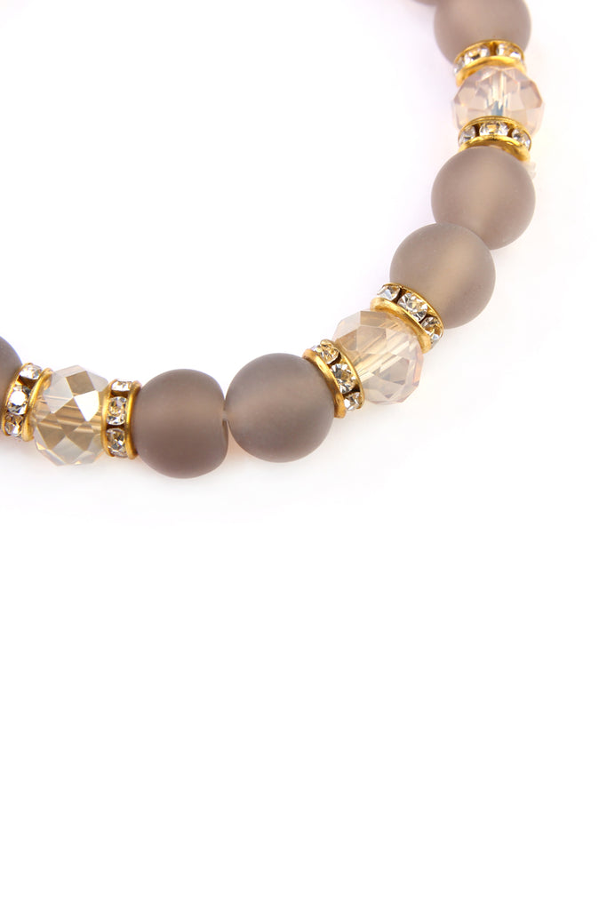 RONDELLE, GLASS, STONE BEADS STRETCH BRACELET