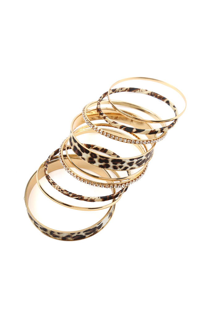 MULTI LINE LEOPARD STACKABLE BANGLE BRACELET