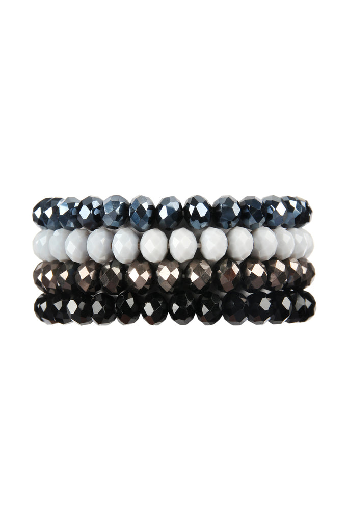 FOUR LINE CRYSTAL BEADS STRETCH BRACELET
