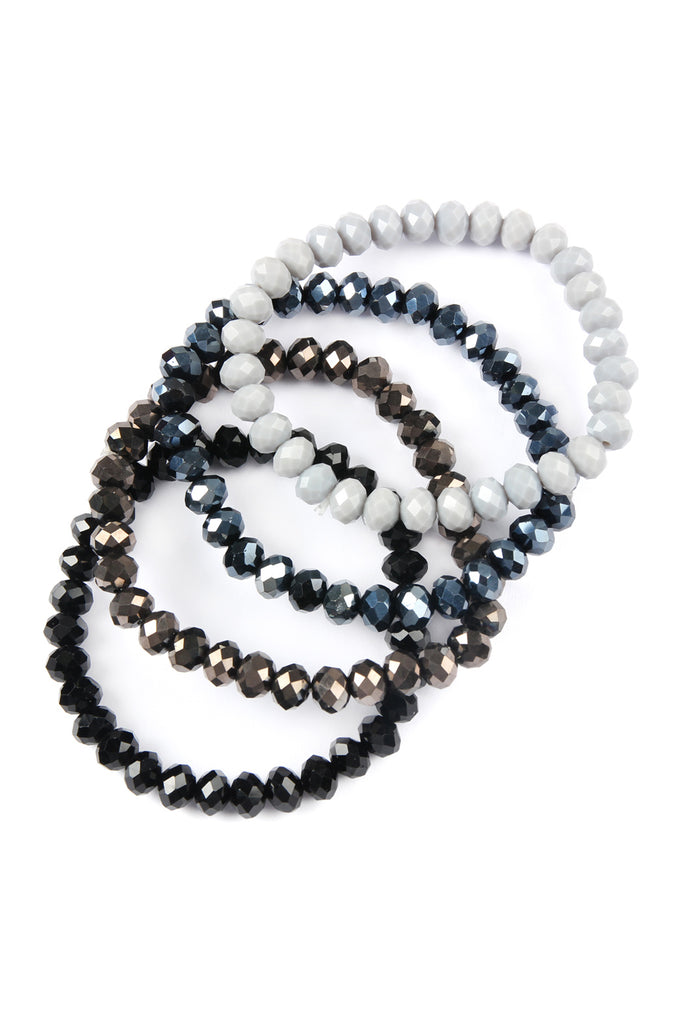 FOUR LINE CRYSTAL BEADS STRETCH BRACELET