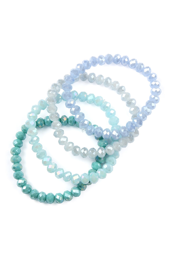 FOUR LINE CRYSTAL BEADS STRETCH BRACELET