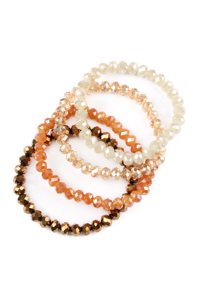 FOUR LINE CRYSTAL BEADS STRETCH BRACELET