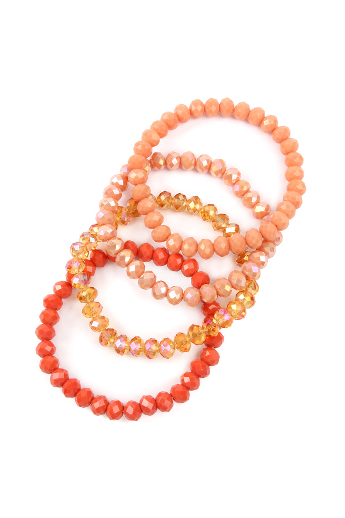 FOUR LINE CRYSTAL BEADS STRETCH BRACELET