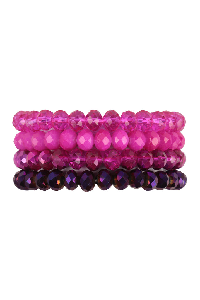 FOUR LINE CRYSTAL BEADS STRETCH BRACELET