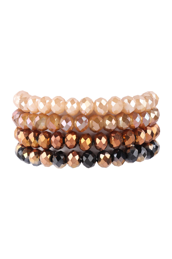 FOUR LINE CRYSTAL BEADS STRETCH BRACELET