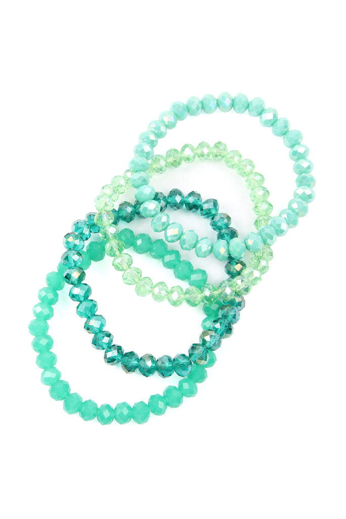 FOUR LINE CRYSTAL BEADS STRETCH BRACELET