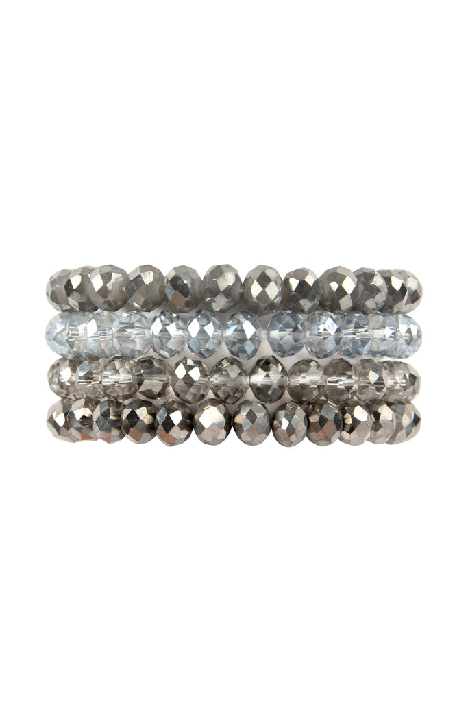 FOUR LINE CRYSTAL BEADS STRETCH BRACELET