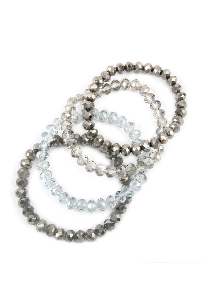 FOUR LINE CRYSTAL BEADS STRETCH BRACELET