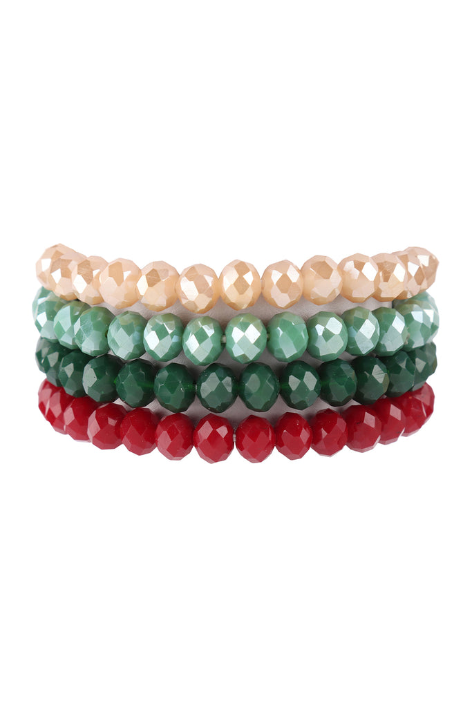 FOUR LINE CRYSTAL BEADS STRETCH BRACELET