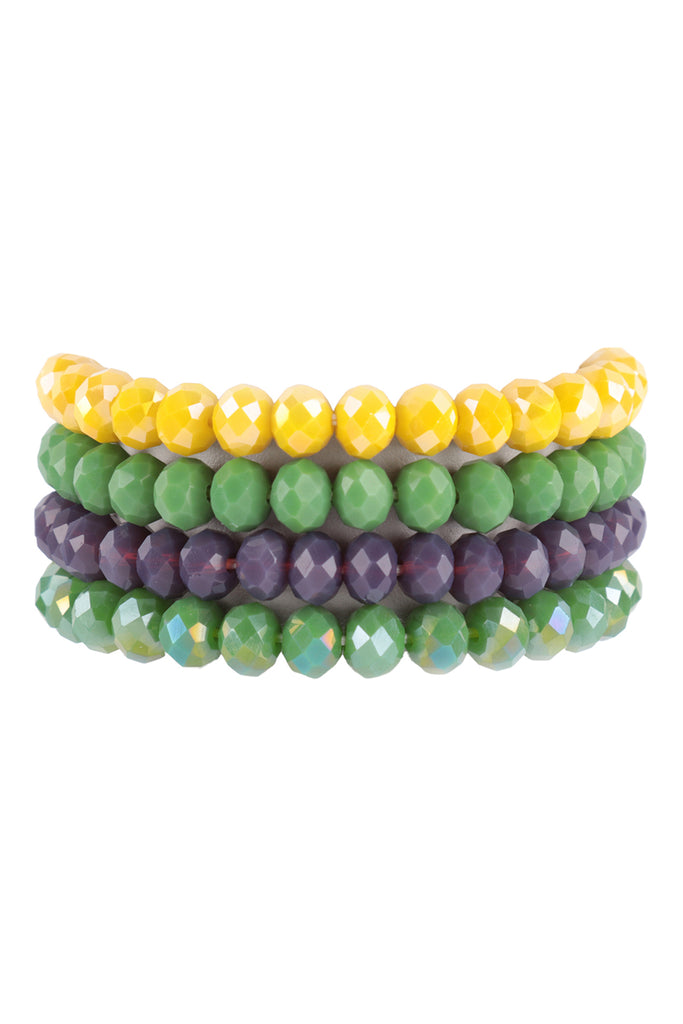 FOUR LINE CRYSTAL BEADS STRETCH BRACELET