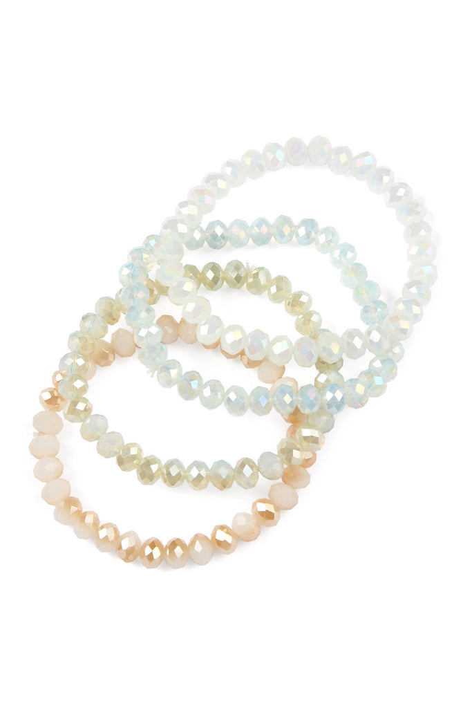 FOUR LINE CRYSTAL BEADS STRETCH BRACELET