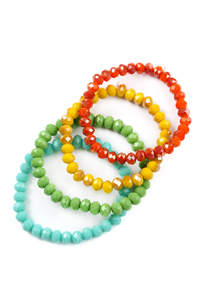 FOUR LINE CRYSTAL BEADS STRETCH BRACELET