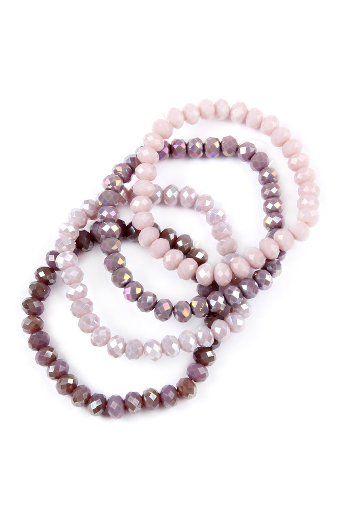 FOUR LINE CRYSTAL BEADS STRETCH BRACELET