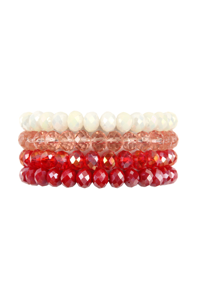 FOUR LINE CRYSTAL BEADS STRETCH BRACELET