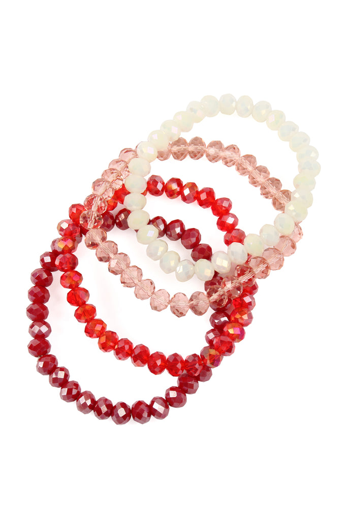 FOUR LINE CRYSTAL BEADS STRETCH BRACELET