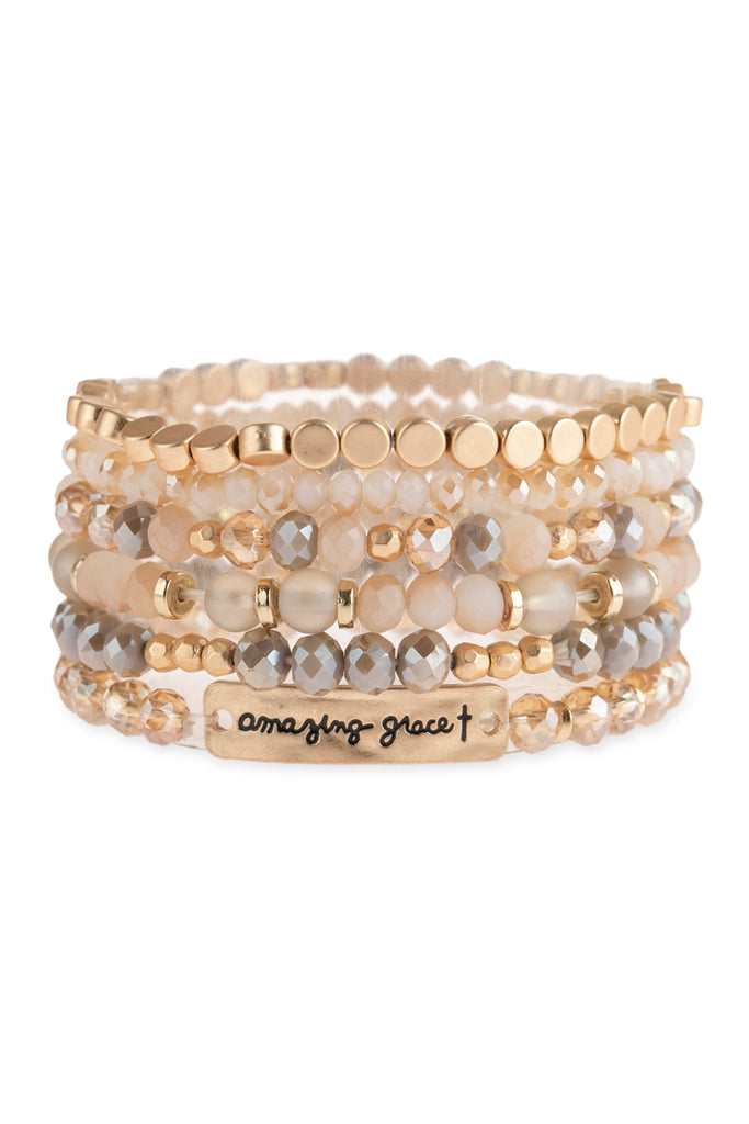 "AMAZING GRACE" CHARM MIXED BEADS BRACELET