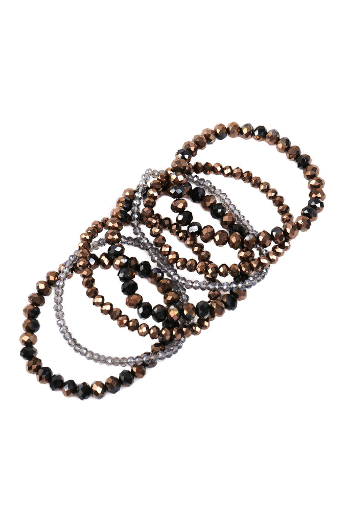 SEVEN LINES GLASS BEADS STRETCH BRACELET