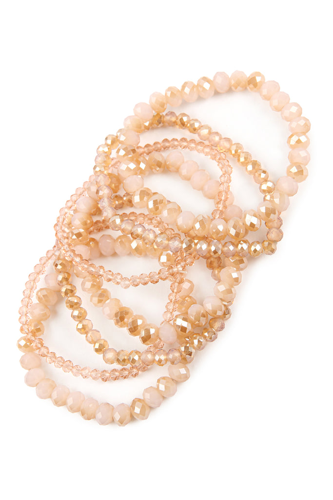 SEVEN LINES GLASS BEADS STRETCH BRACELET