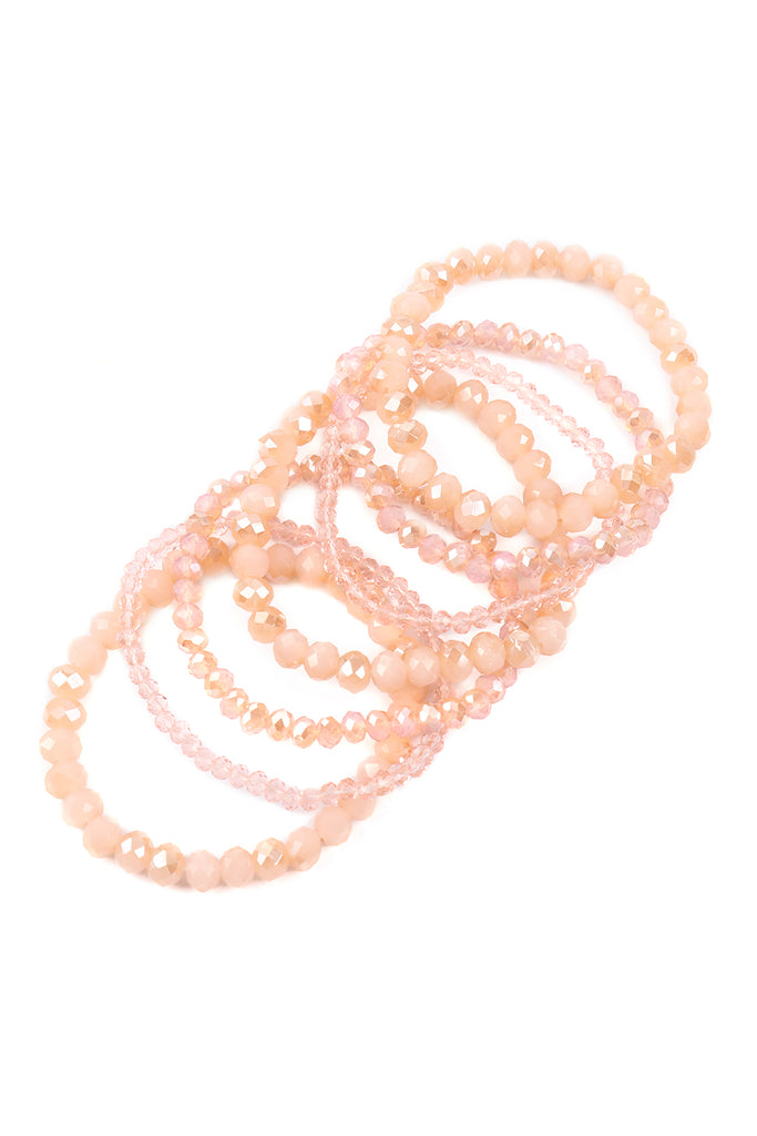 SEVEN LINES GLASS BEADS STRETCH BRACELET