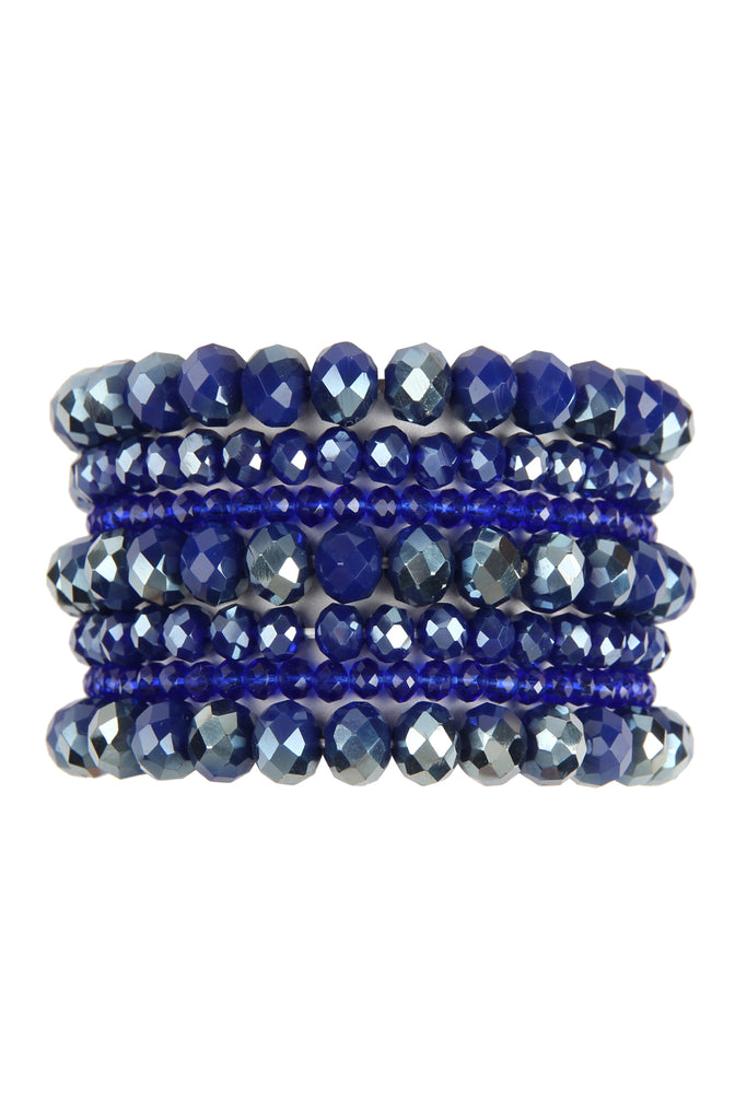 SEVEN LINES GLASS BEADS STRETCH BRACELET
